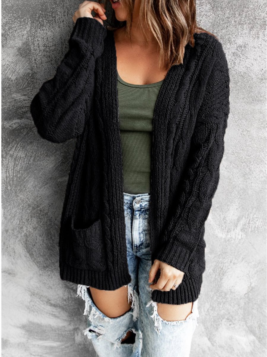 Women Long Sleeve Cardigan Soild Pockets Knit Sweaters Coats