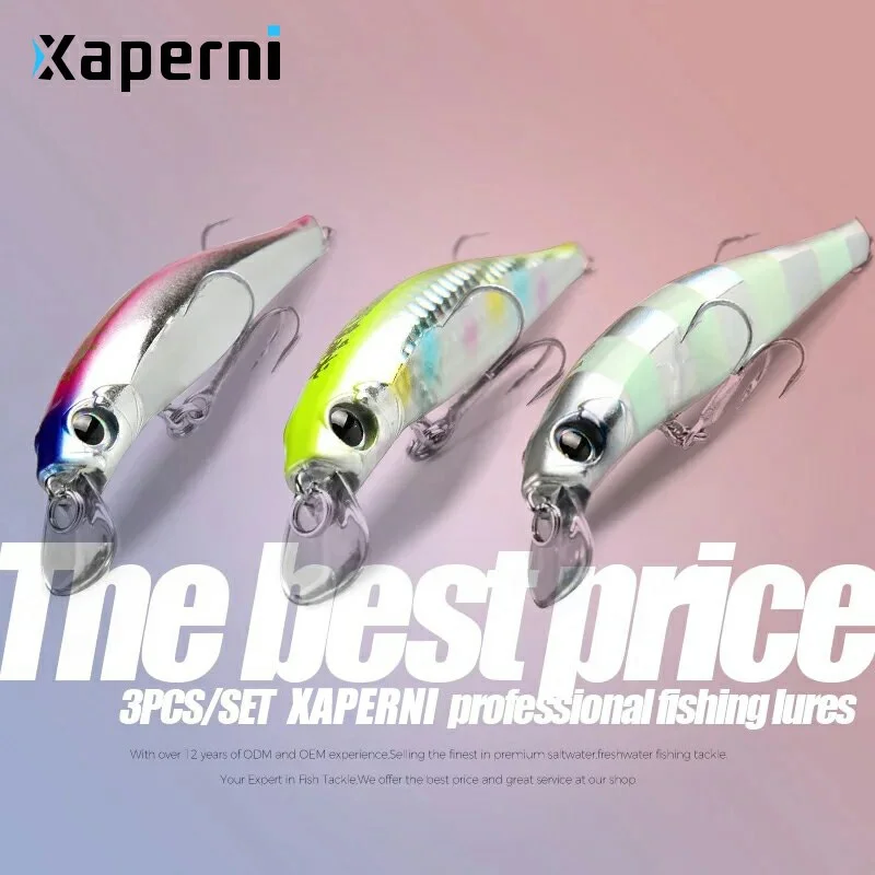 Xaperni 3pcs per set 10.5cm 16g  8cm 8.5g fishing gear shone lures minnow crank fixed weight wobbler bait isca artificial