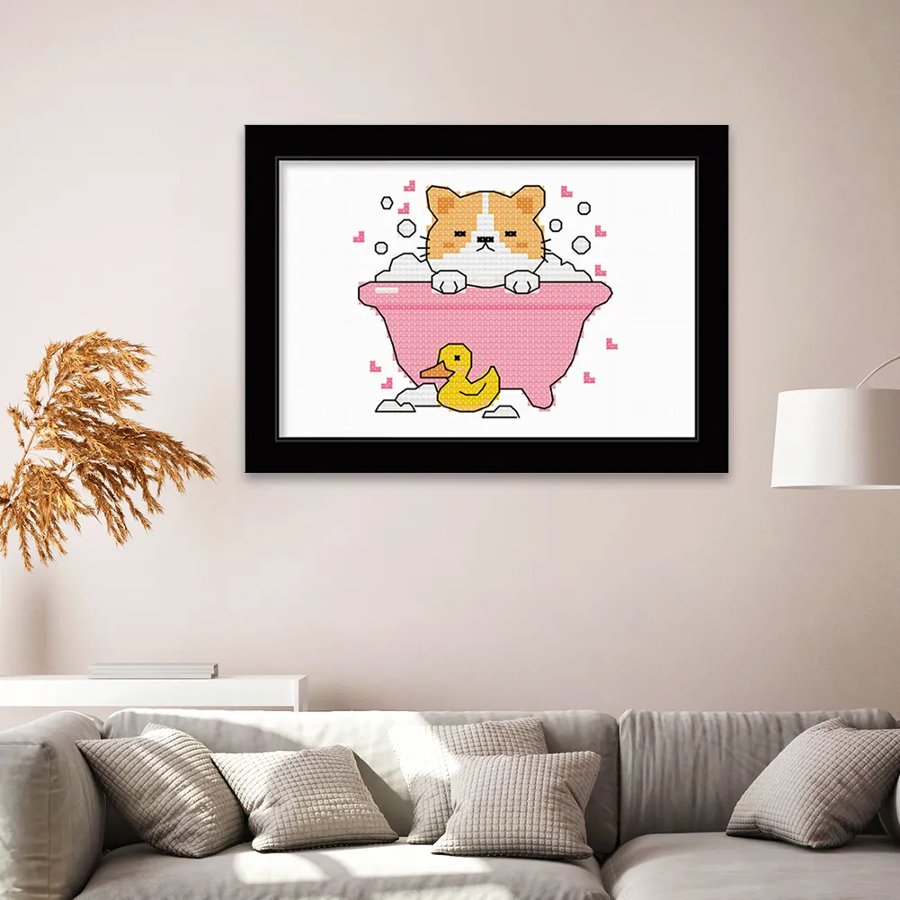 14ct Stamped Cross Stitch - Bath Dog(25*20cm)