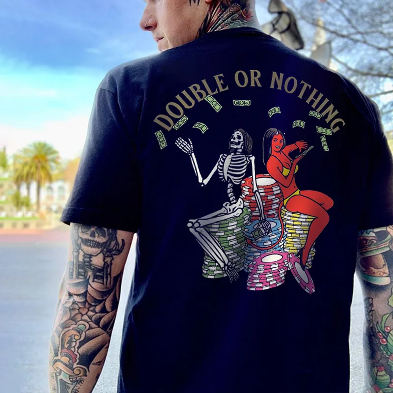 Double Or Nothing Skeleton Men's T-shirt -  