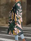 Contrast Color Lapel Collar Loose Long Sleeve Buttoned Long Woolen Coat