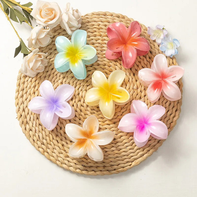 Free Shipping 8.5cm Plumeria Flower Clip Purple Flower Hairpin  Color Flower Shark Clip Hairpin 6cm