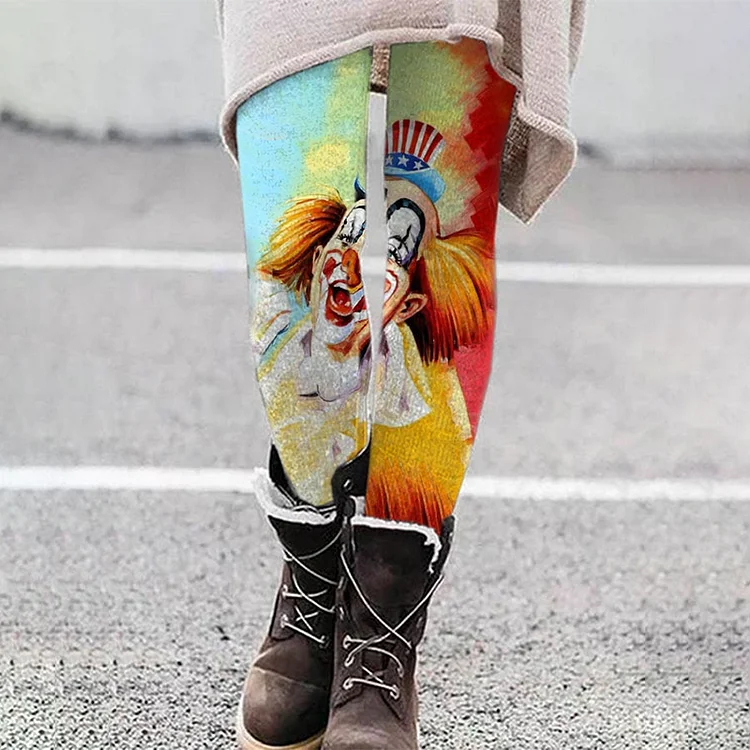 Bedruckte Leggings mit Kölle Alaaf-Clown-Streifen für Damen