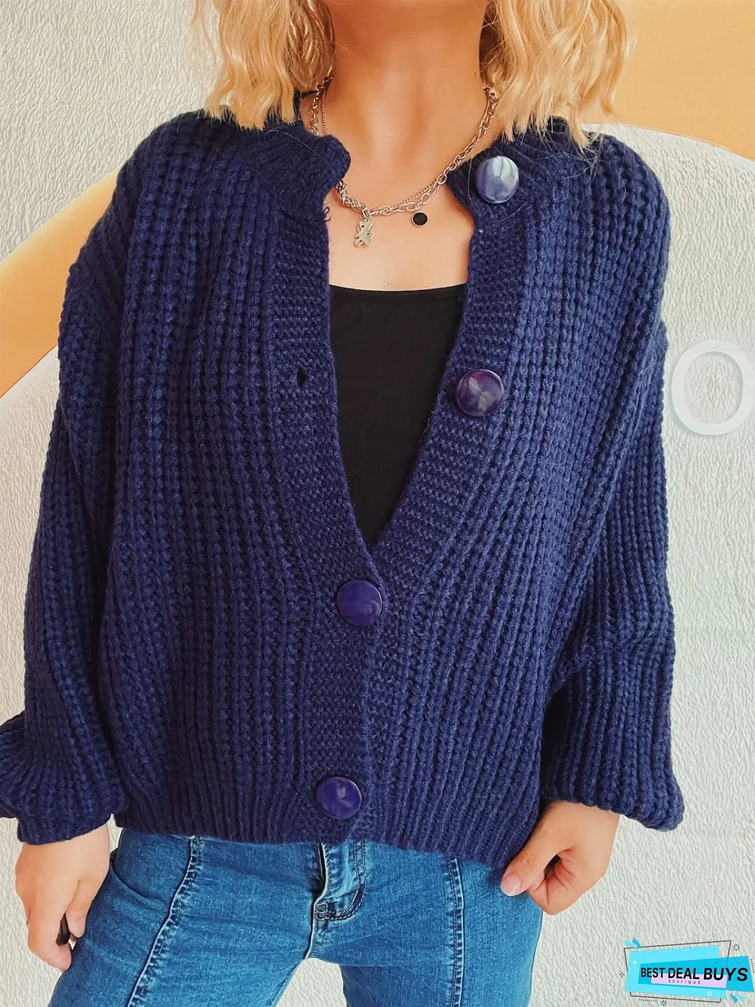 Button Up Long Sleeve Cardigan