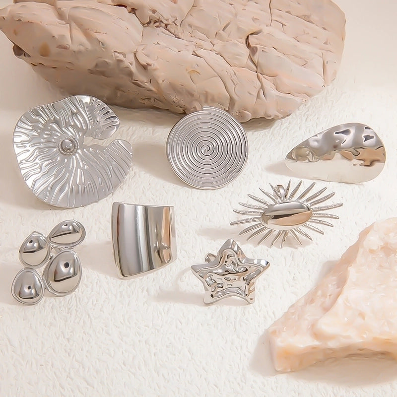 Casual Classic Style Sun Star 304 Stainless Steel Rings