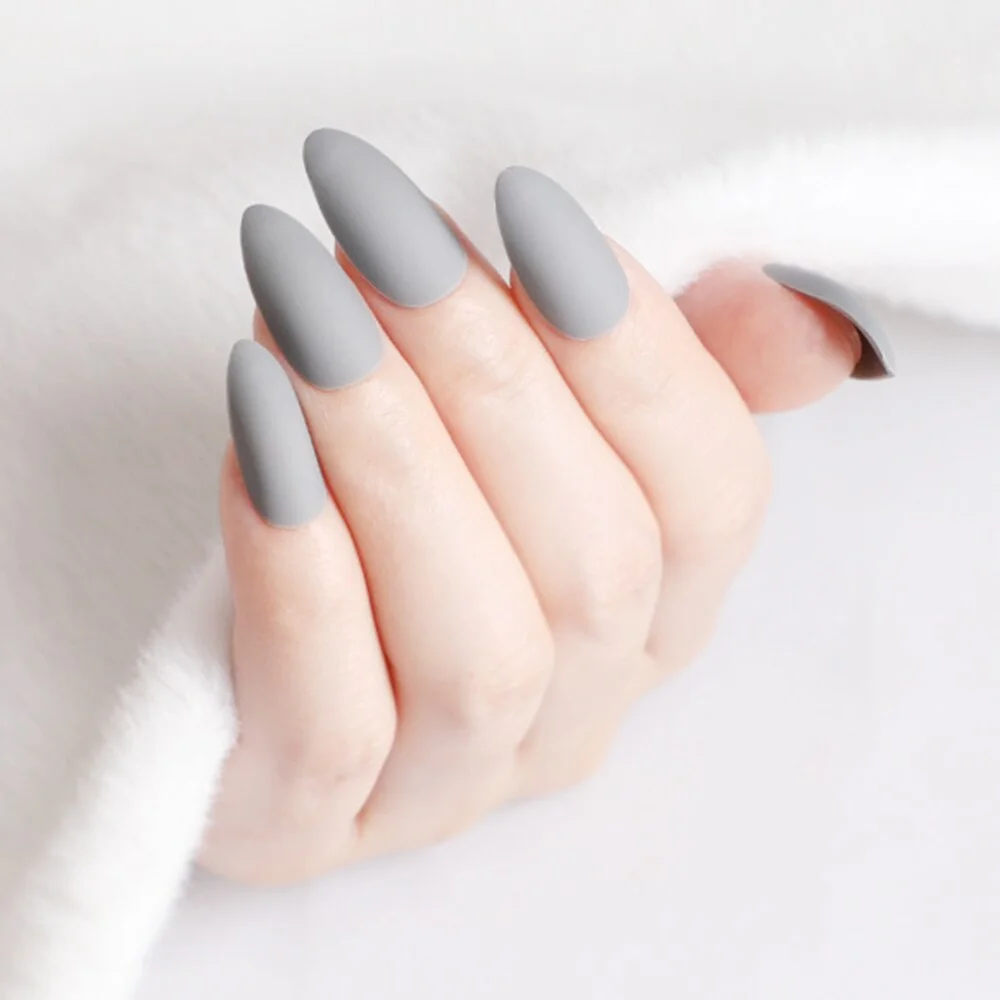 24Pcs Matte Dark Brown Artificial Fake Nails Long Stiletto False Nails For Design DIY Fingernails Art Tip Manicure Tool-Nail Inspo