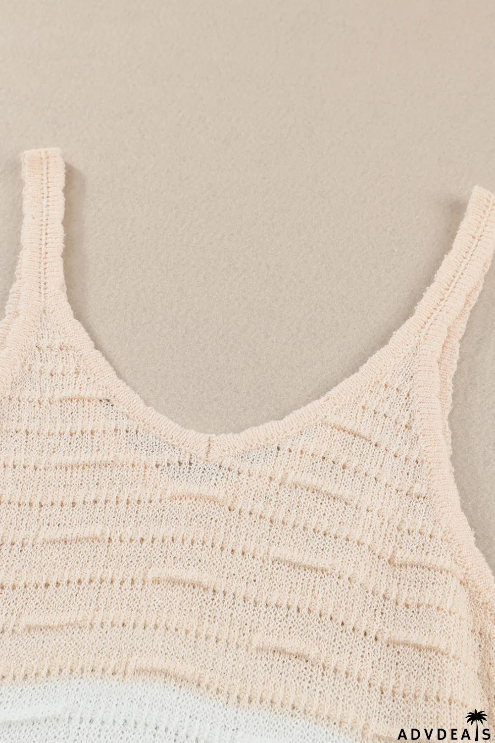 Khaki Striped Knit Color Block Tank Top