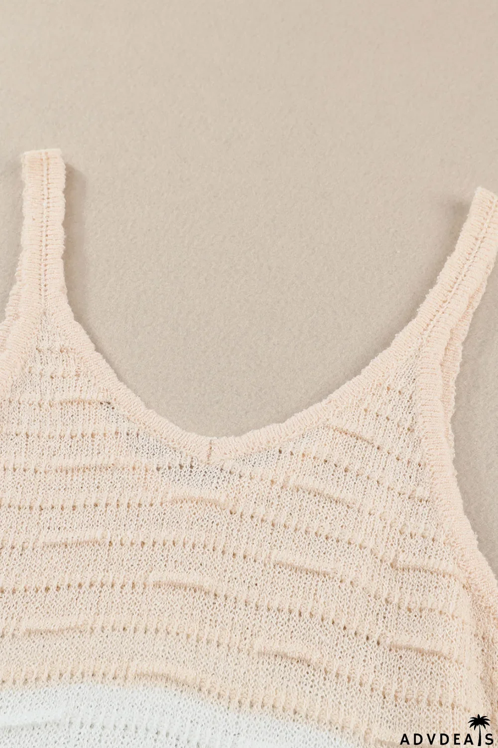 Khaki Striped Knit Color Block Tank Top