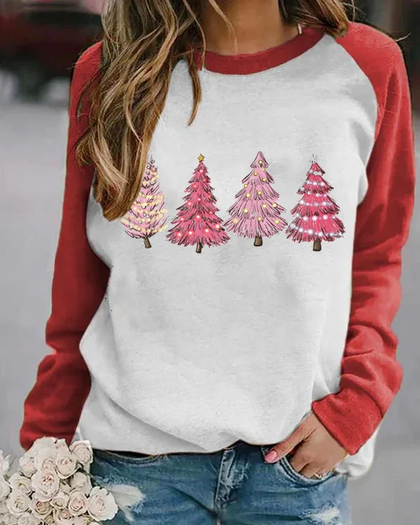 Women's Christmas Trees  Print Sweatshirt