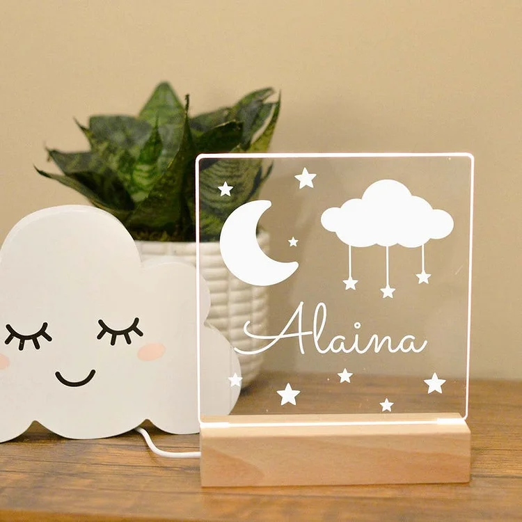 Personalized Moon and Stars Night Light 3D Lamp for Children