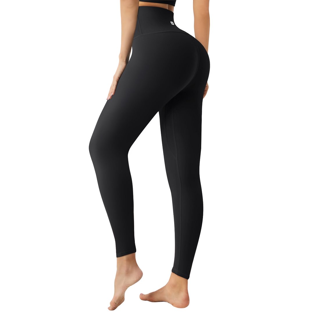 UUE Women's Black High Waisted Workout Leggings with 3 Pockets:UUE High Waist Women's Leggings with Pockets