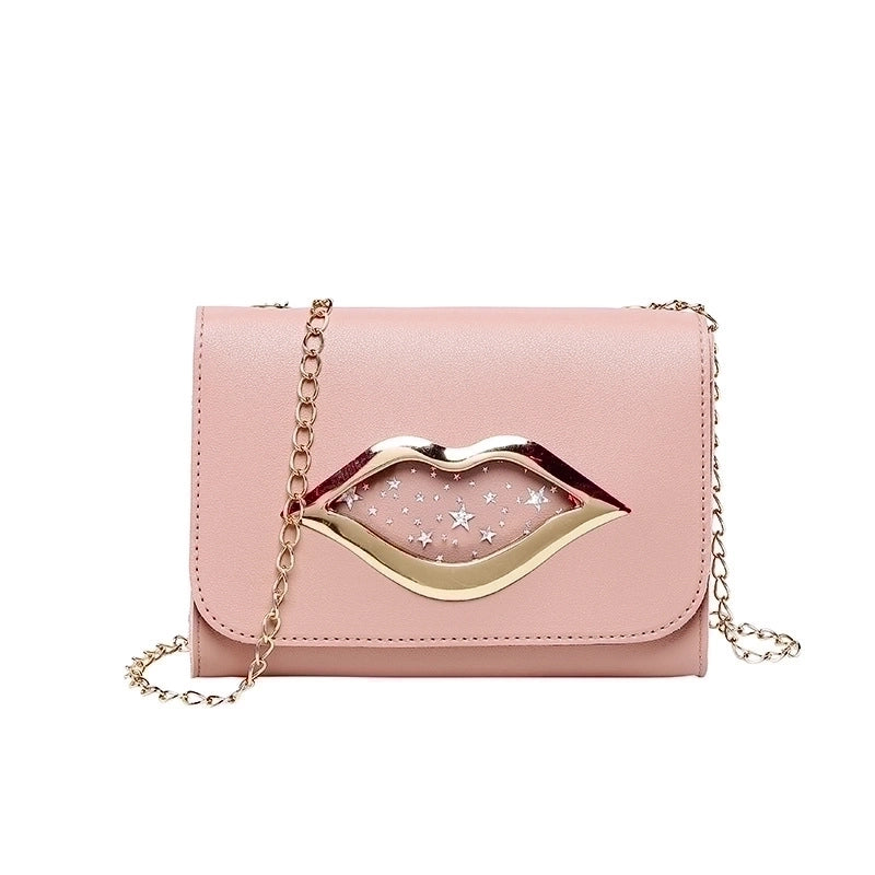 Women’s Small Pu Leather Lips Streetwear Square Magnetic Buckle Shoulder Bag Crossbody Bag Chain Bag