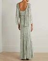 cape-effect embellished dress gown