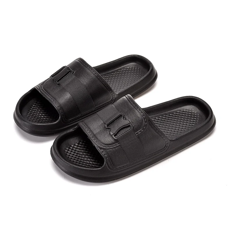 Women Summer Home Slippers Fashion Soft Black White Flat Flip Flops Shoes Non-Slip Bathroom Slides Couples Indoor Male Slippers