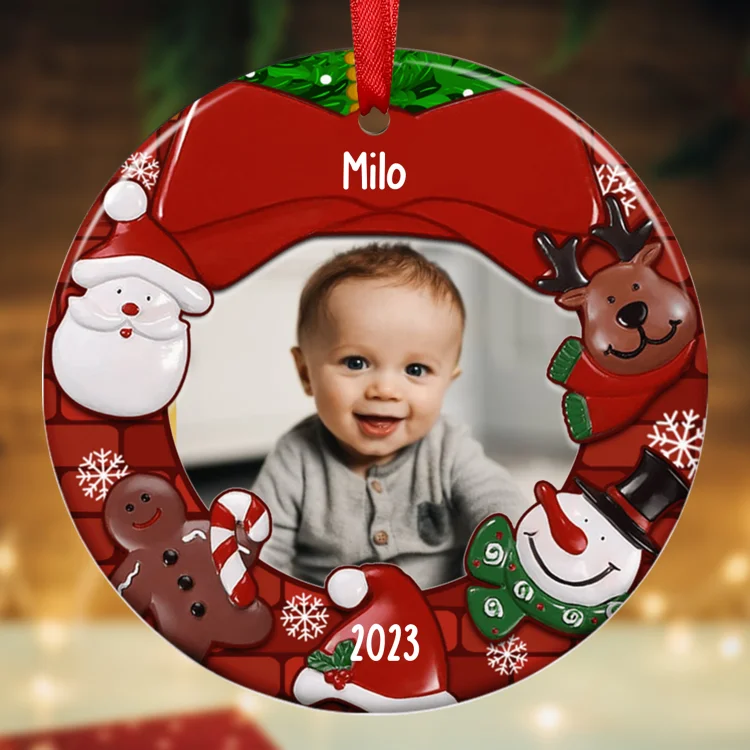 Kettenmachen Acryl Weihnachtsornament-Personalisiertes Foto & Name & Jahr Rund Baby Ornament/Schlüsselanhänger mit Schlüsselring