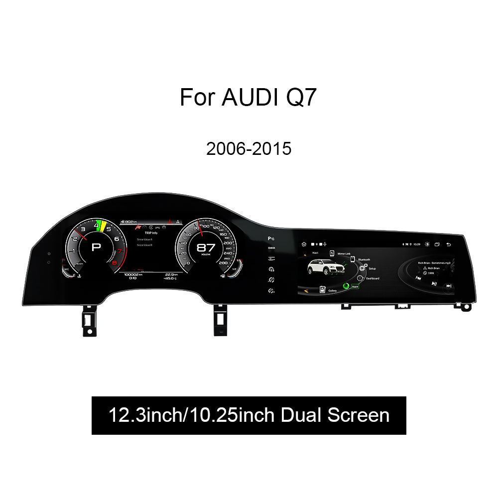 AUDI Q7 2006-2015 Jahr 12,3 Zoll / 10,25 Zoll Android Dual Screen Display mit digitalem Cluster Panel