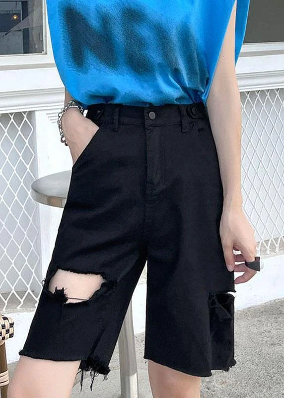 Chic Black High Waist Hole shorts Pants