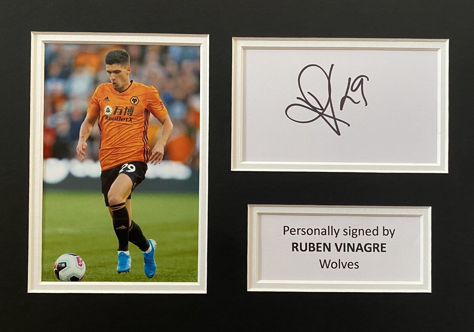 Ruben Vinagre Hand Signed White Card In A4 Wolves Frame Display