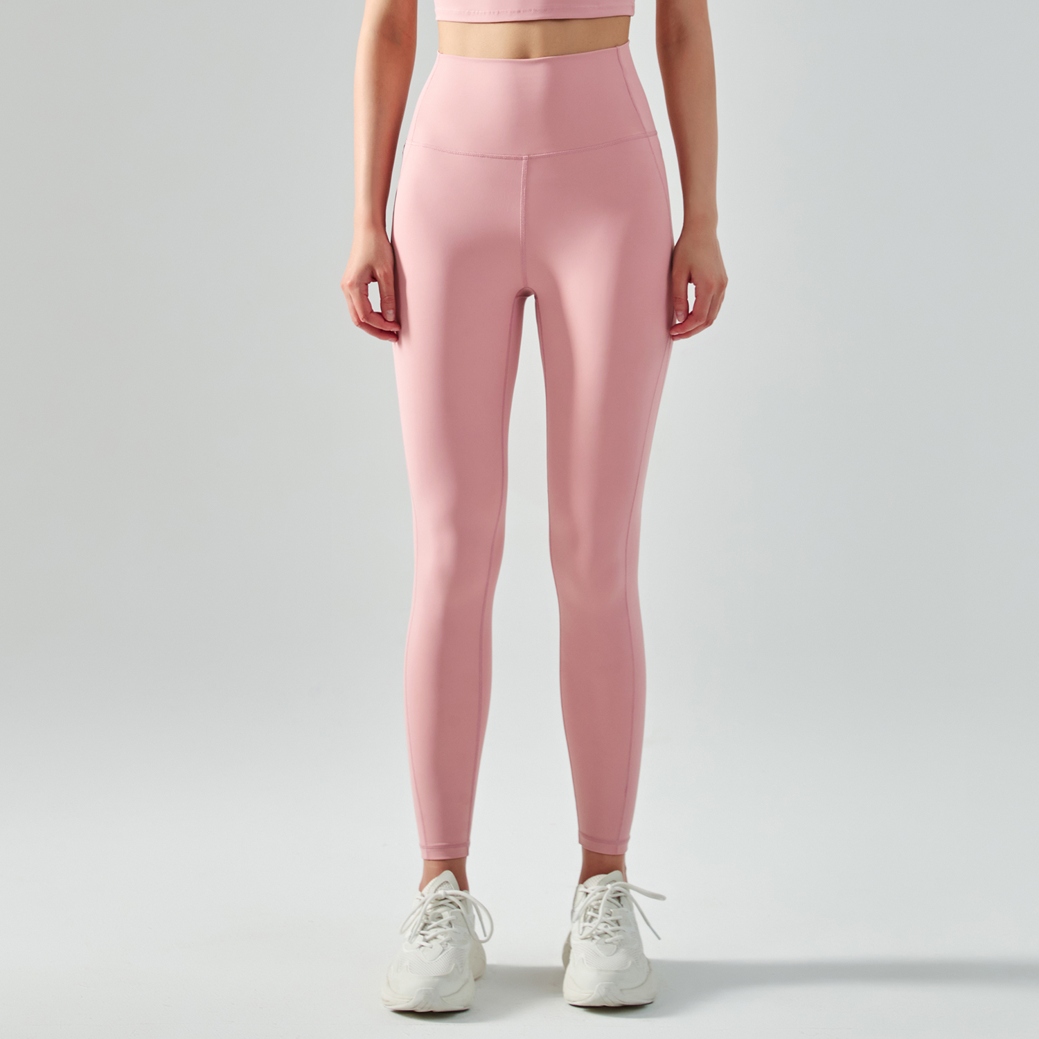 Buy Hergymclothing Clay Pink high waist mid rise butt lifting squat proof nylon sports yoga leggings at an affordable price