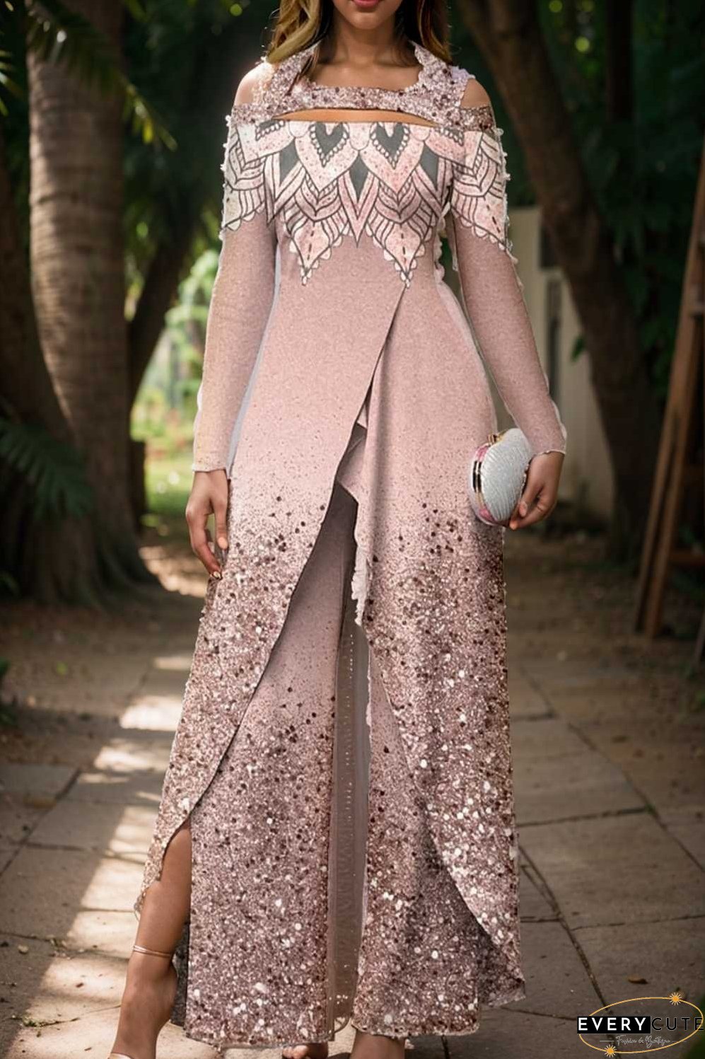 elegant gradient print off shoulder women s jumpsuit