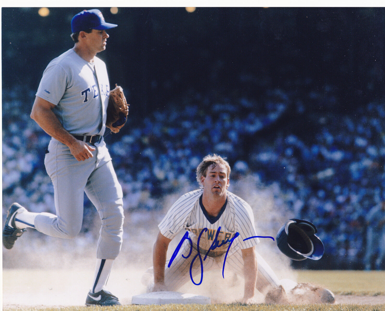 B.J. SURHOFF MILWAUKEE BREWERS ACTION SIGNED 8x10