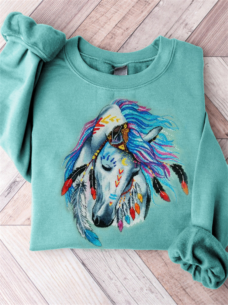  Indian Horse Embroidery Art Comfy Sweatshirt Westsshops
