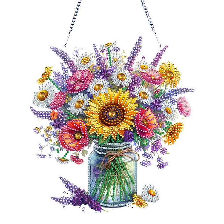 Acrylic Special Shape Flower Vase 5D DIY Diamond Painting Hanging Pendants