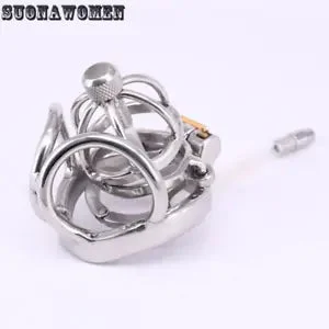 pornhint Pornhint Stainless Steel Male Cage with Anti-off Ring Curved Testicle Restraints Gear