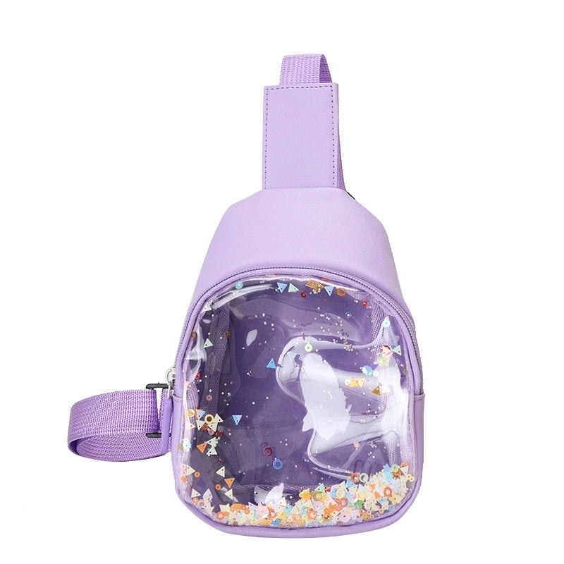 Pvc Candy Color Plastic Transparent Children’s Chest Bag Crossbody Small Bag Shoulder Bag