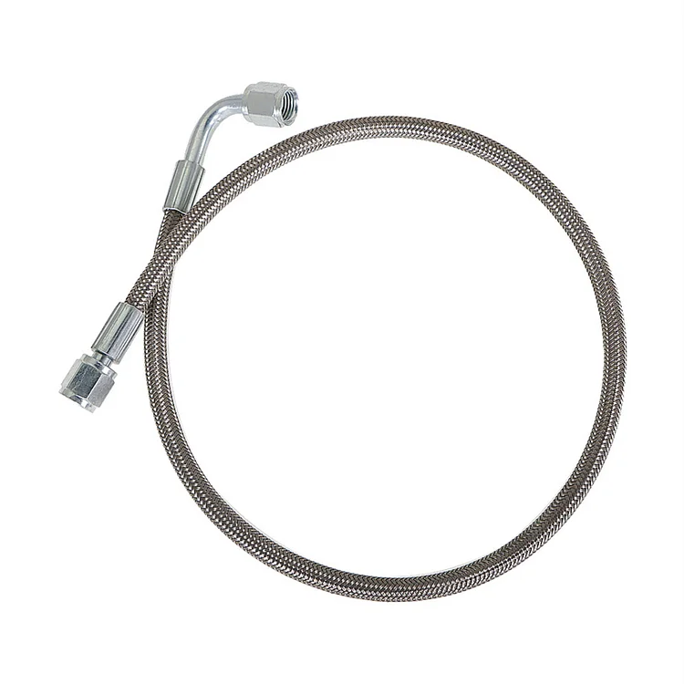 Silscvtt 4 -4AN 90 Degree x Straight PTFE Line 24 Length Hose Steel Braided Turbo Oil Feed Hose Line