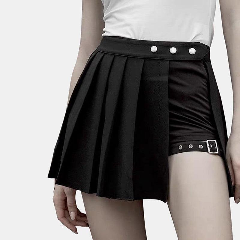 Two-Piece Irregular A-Line Plaid Pleated Skirt