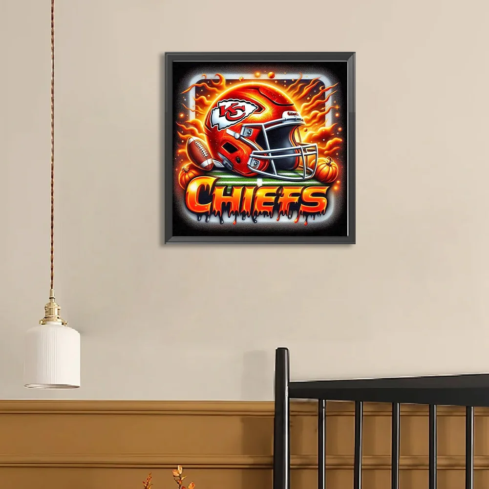 Diamond Painting - Full Round Drill - Kansas City Chiefs Helmet(Canvas|40*40cm)