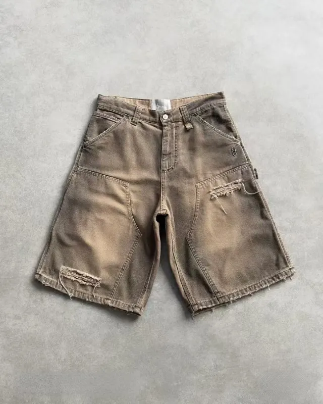 Brownm Pants Men's Loose Wide-Leg Retro Gradient Jeans Men's Tide Card High Street Straight Tube Overs