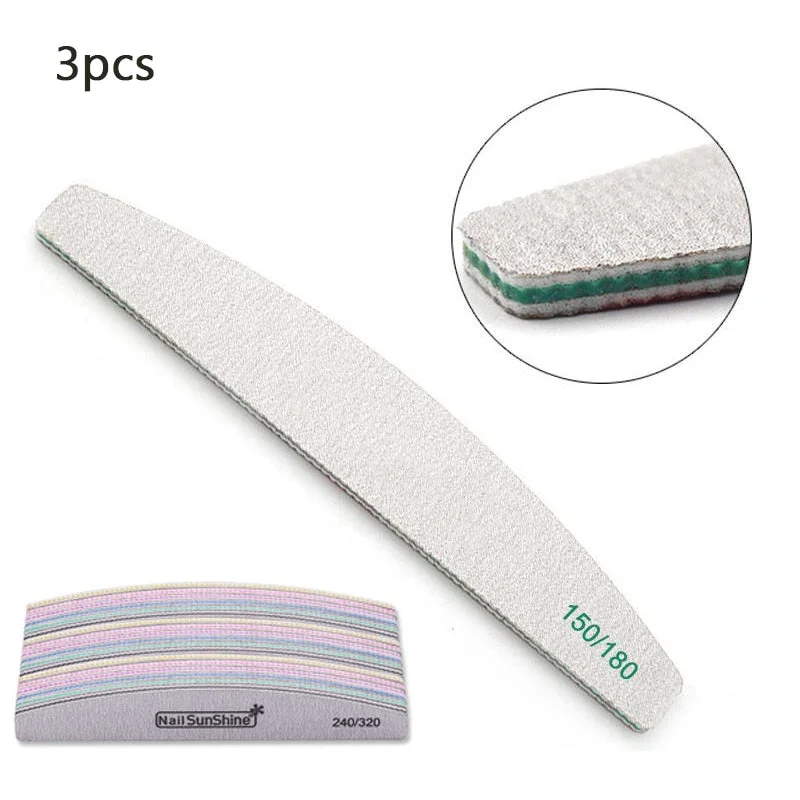 3/5/10Pcs Professional Nail File Sandpaper Strong Thick 100/180 Nail Files Buffer For Manicure Sanding Half Moon Lime Nail Tools-Nail Inspo