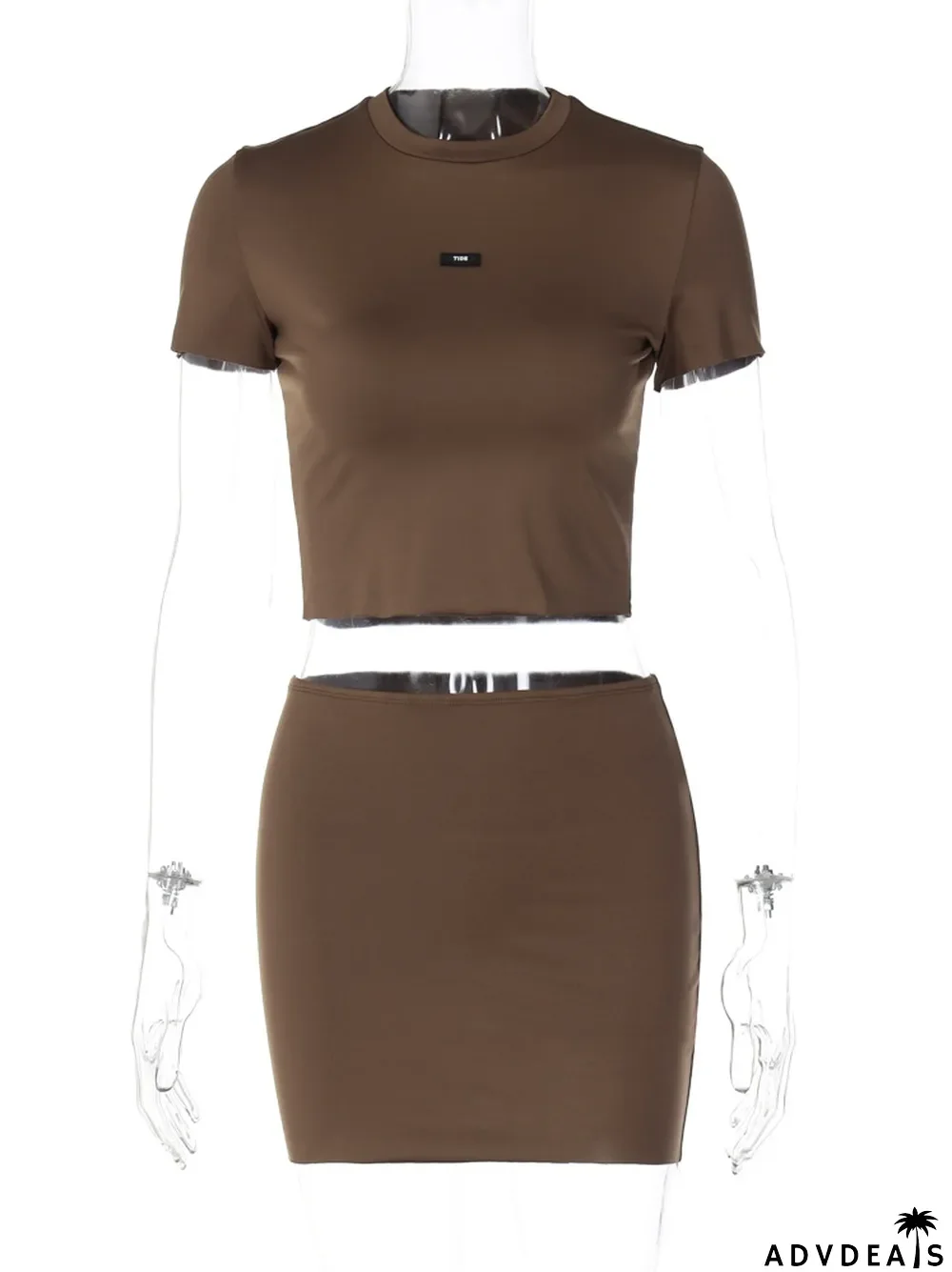 Women Crop Top and Skirt Two-Piece Set