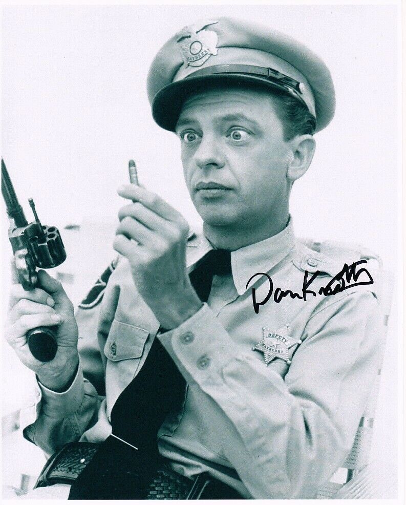 DON KNOTTS signed ANDY GRIFFITH SHOW 8x10 w/ coa BARNEY LOADING HIS 1-BULLET GUN