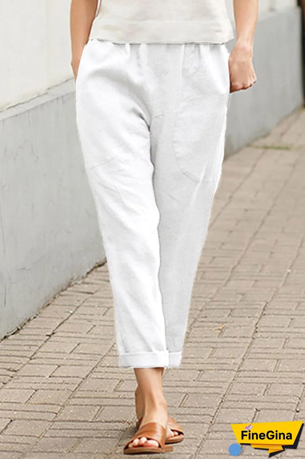 Fashion Casual Solid Loose Straight Bottoms