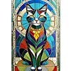 Cat Stained Glass-11CT Stamped Cross Stitch 40*60cm(Big Size)