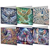 (US Only)6PCS DIY Diamond Art Greeting Cards Creative Birthday Card Kit Gifts (Animal)