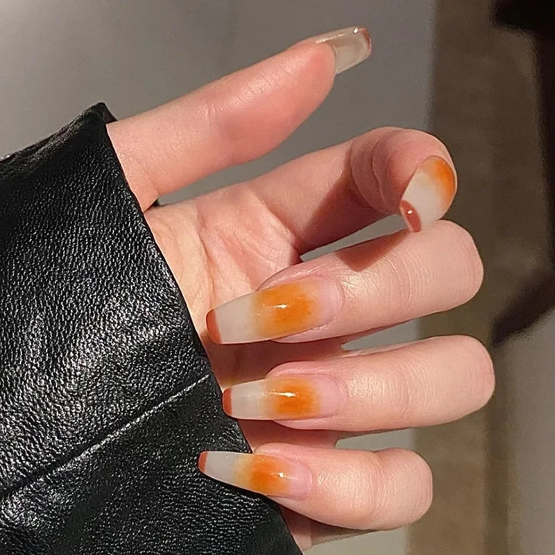 24pcs false press on nails pink color oval head Mid-length Wear  Finished product wearable full cover fake nail tips for girls 515-Nail Inspo