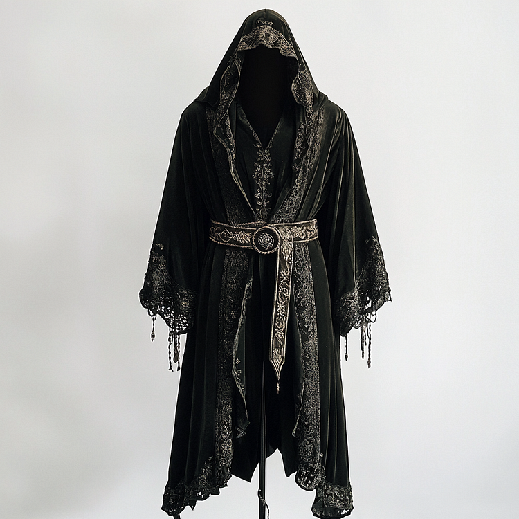 Hooded lace lace embroidery hooded robe cape 1a45