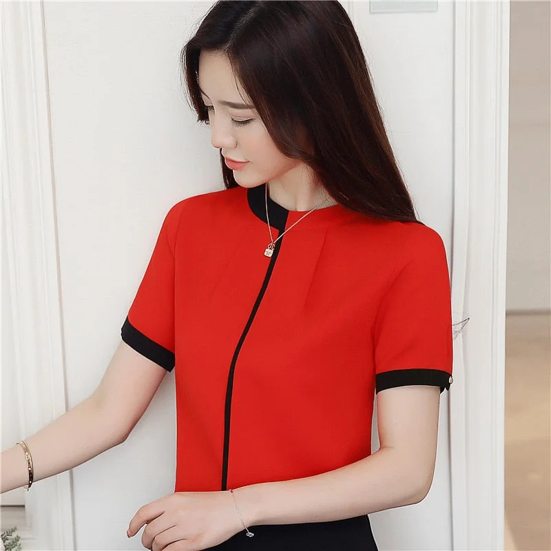 Blouses Femme Top Summer White Blouse Tops Women Blusas Mujer De Moda 2021 Verano Blouse Women O-Neck Chiffon Blouse Shirt E768