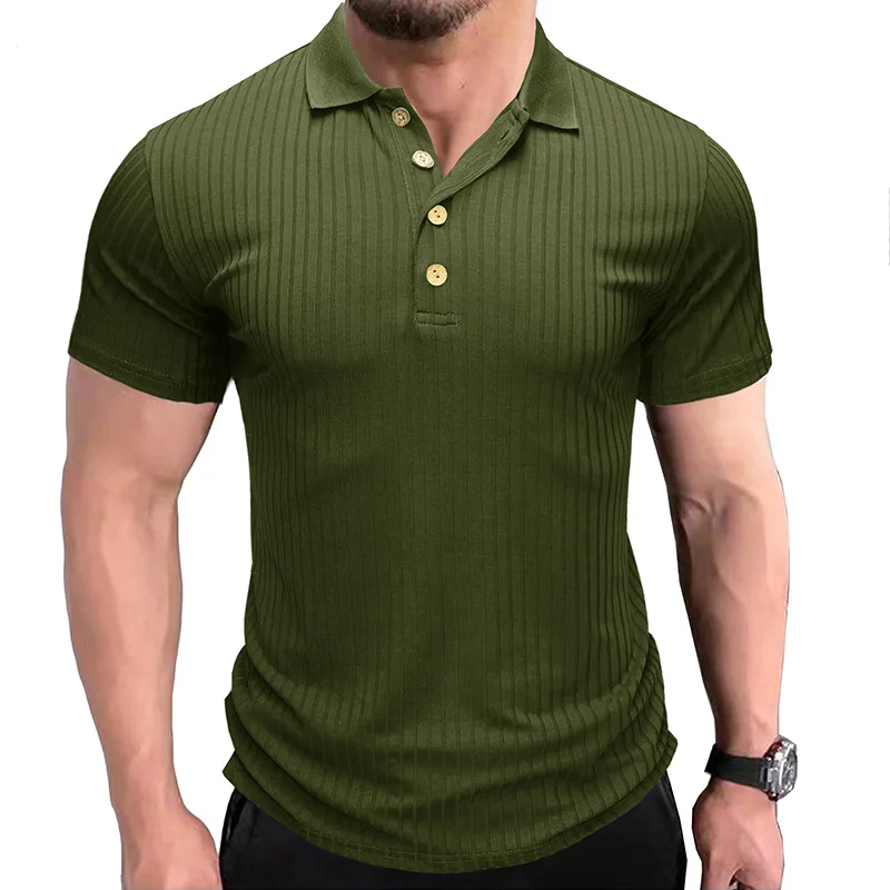Men's Vintage Short-Sleeved Sports Polo Shirt  Tough Men Wear Vintage Color Grey, Green & More
