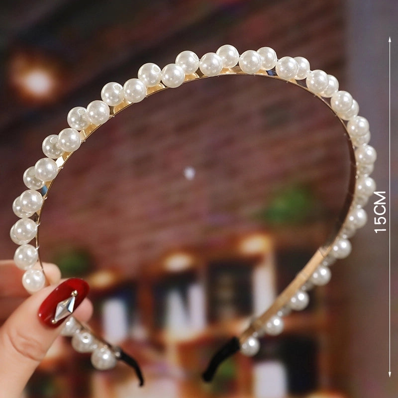 Women’s Fashion Waves Alloy Inlay Artificial Pearls Headwear
