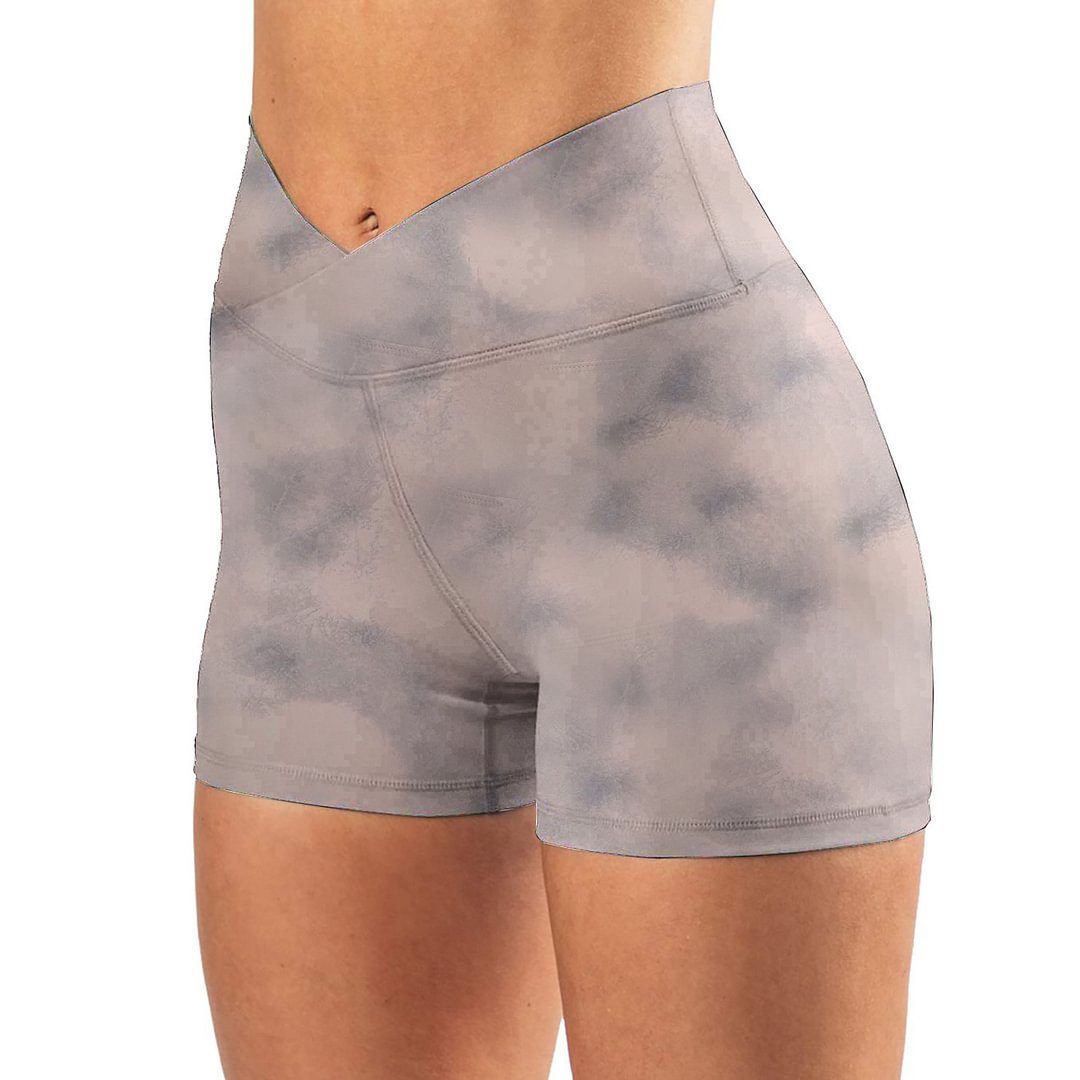 Printed Sports Yoga Shorts Slim High Waist Leggings Short