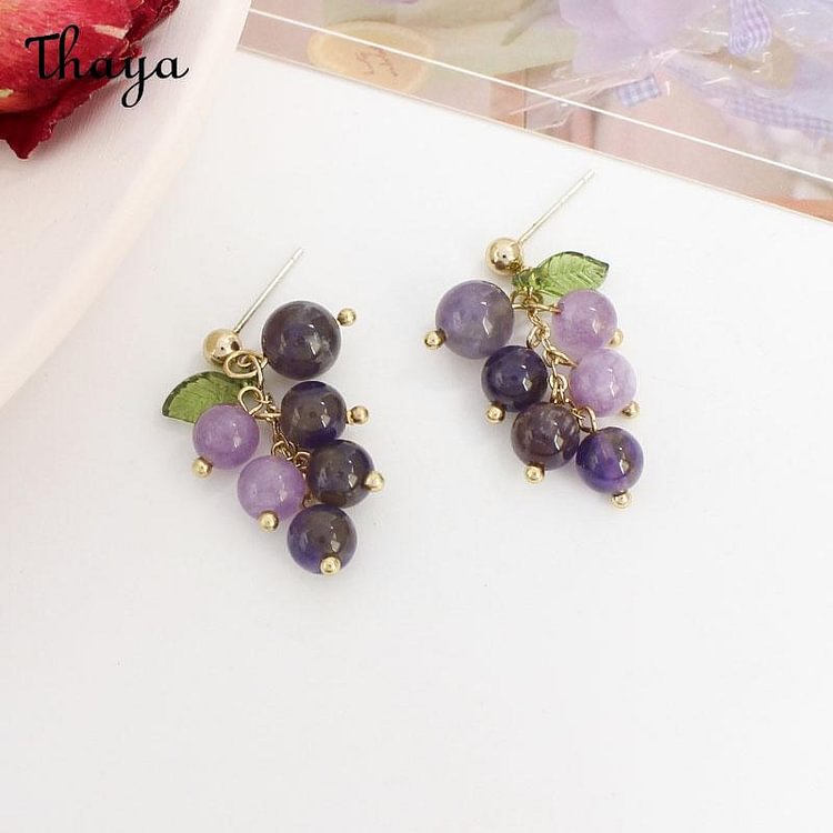 Thaya Purple Grape Earrings