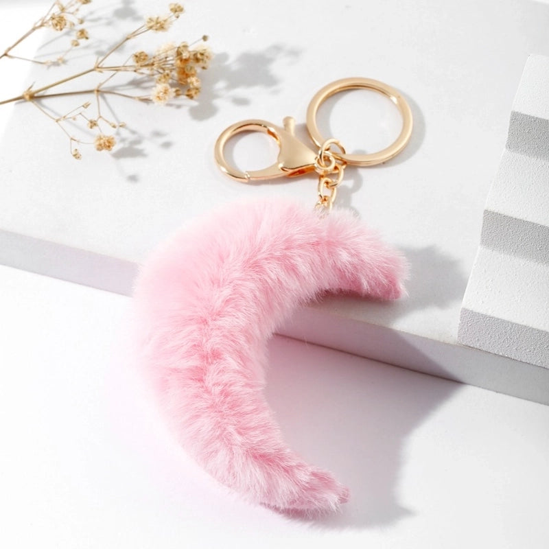 Cute Moon Alloy Plush Women’s Bag Pendant Keychain