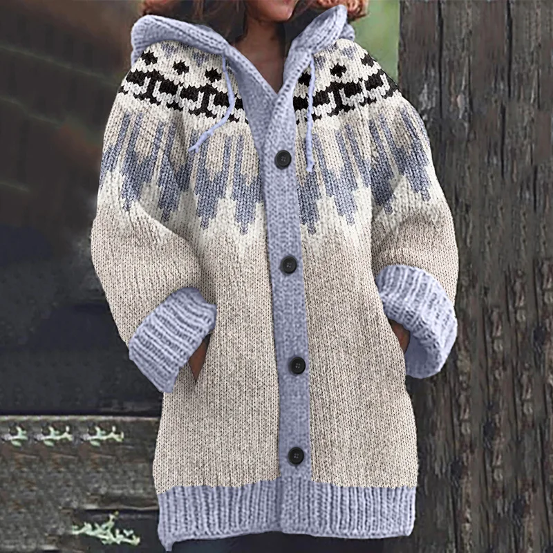 Vintage Icelandic Tribal Pattern Knitted Jacquard Sweater