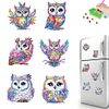 6pcs Acrylic Special Shape Owl Diamond Painting Fridge Magnet
