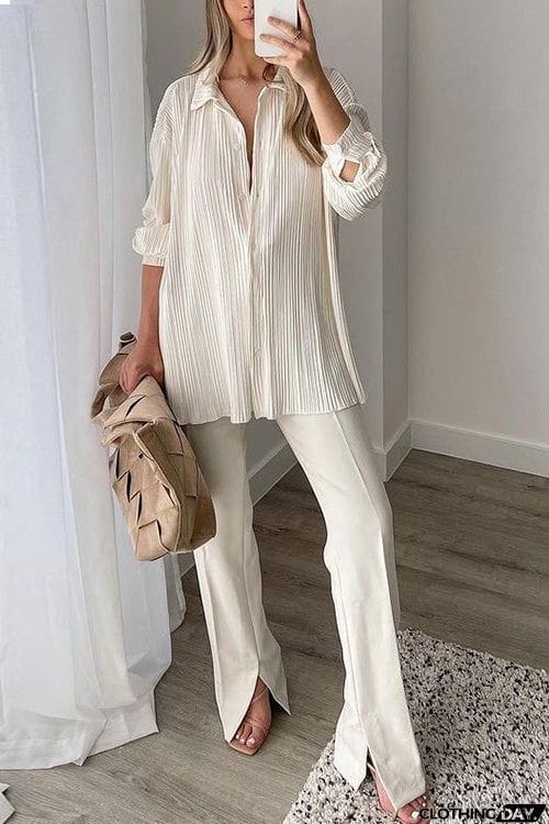 Pleated Oversized Shirt and Trouser Set